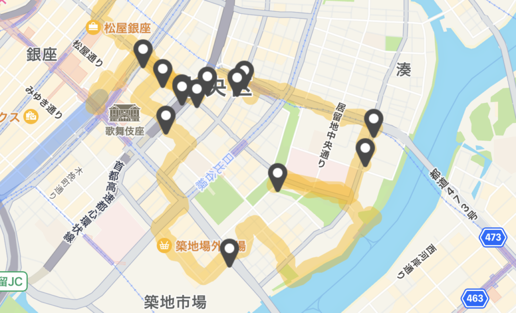 銀座築地近辺