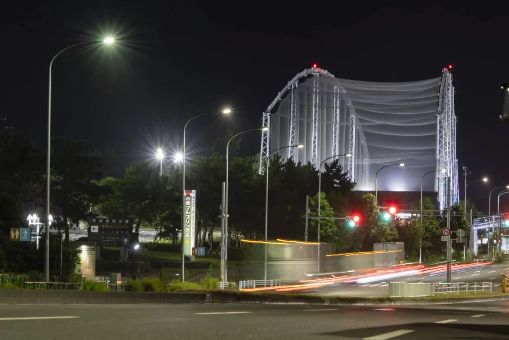 夜の新木場若洲の裏あたり