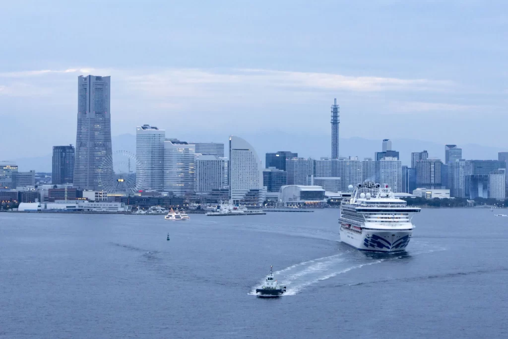 スカイウォークからダイヤモンド・プリンセスを見送る
