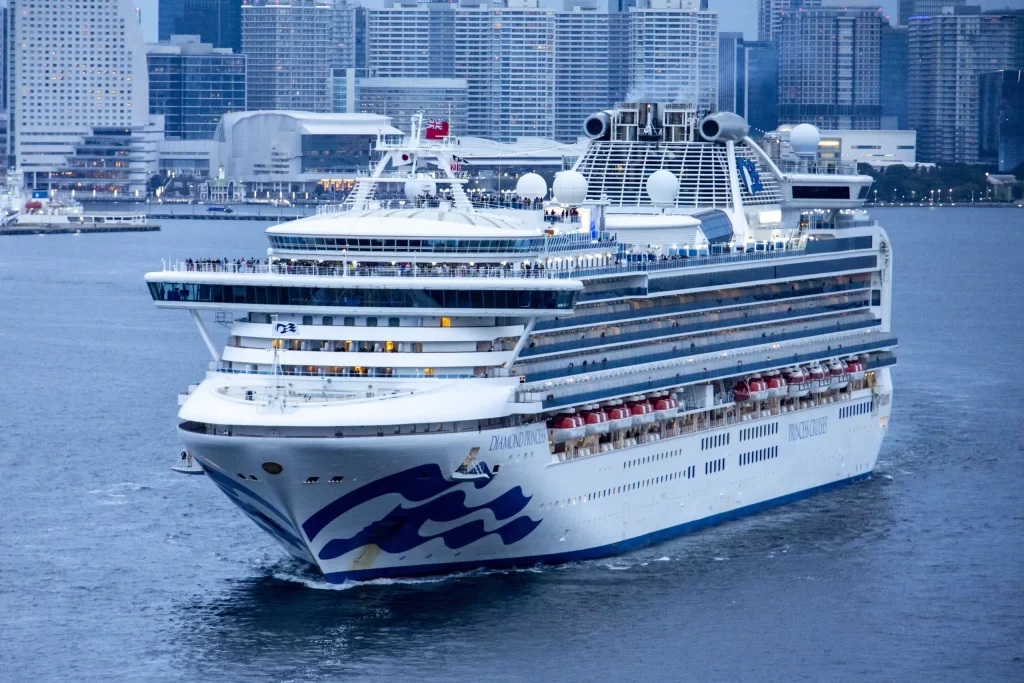 スカイウォークからダイヤモンド・プリンセスを見送る