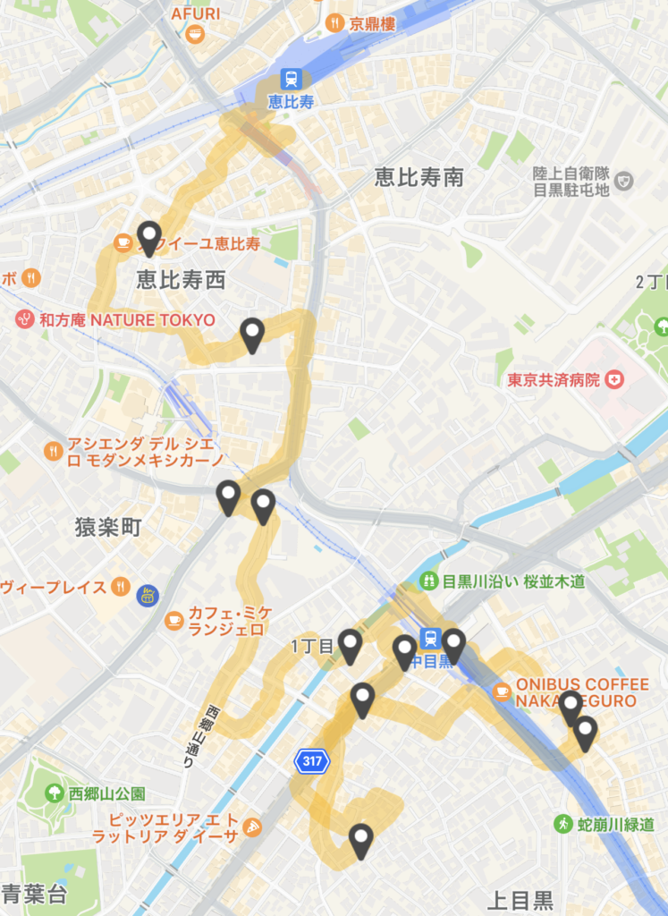 中目黒→恵比寿